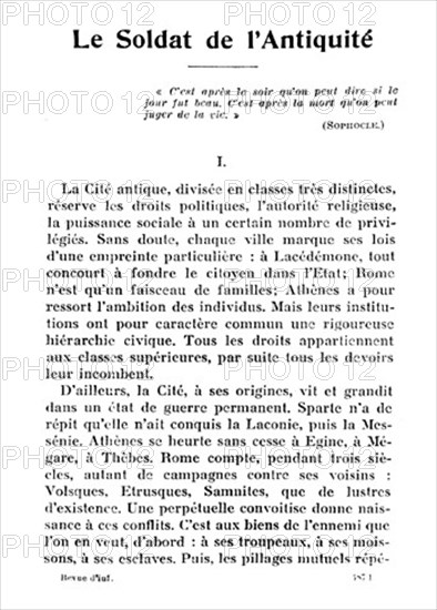 Charles de Gaulle. Première page d'un article, 1933