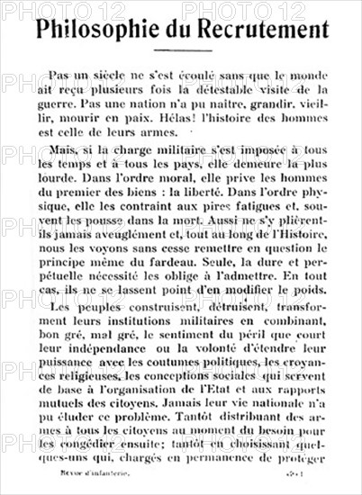 Charles de Gaulle. Première page d'un article, 1929.