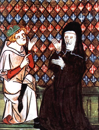 Roman de la Rose, Héloïse et Abélard XIIe (miniature du XIVe siècle)