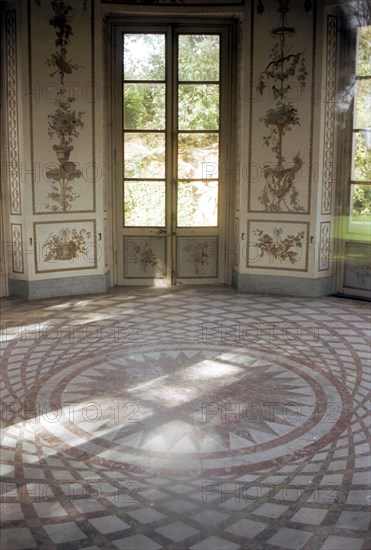 Versailles, the Belvedere pavilion on the "Enchanted River", view of the inside, decorated with painted flowers