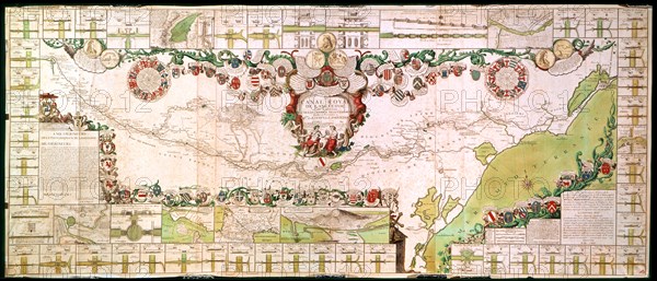 1697. Carte du canal du Midi par Riquet.