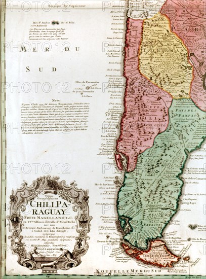 Carte des côtes du Chili découvertes par  Fernandez au XVIe siècle