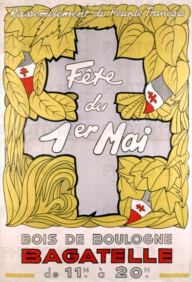 RPF (Rassemblement du Peuple Français)  poster for the May 1st (Labor Day) celebration