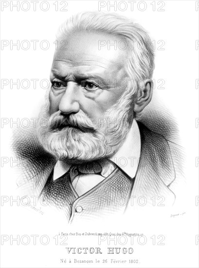 Victor Hugo. (Besançon 1802 Paris 1885) Engraving.