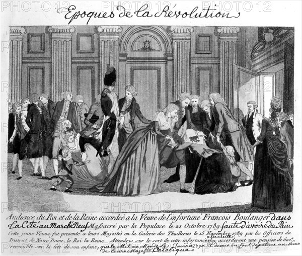 Audience du roi et de la reine accordée à la veuve de François Boulanger, massacré le 21 octobre 1789