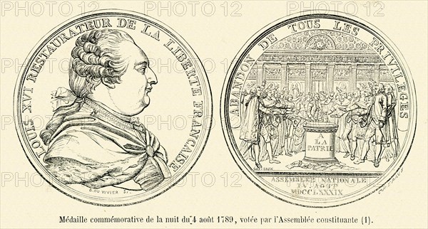 Commemorative medal for the 4th August 1789, depicting the voting of the Constituant Assembly.