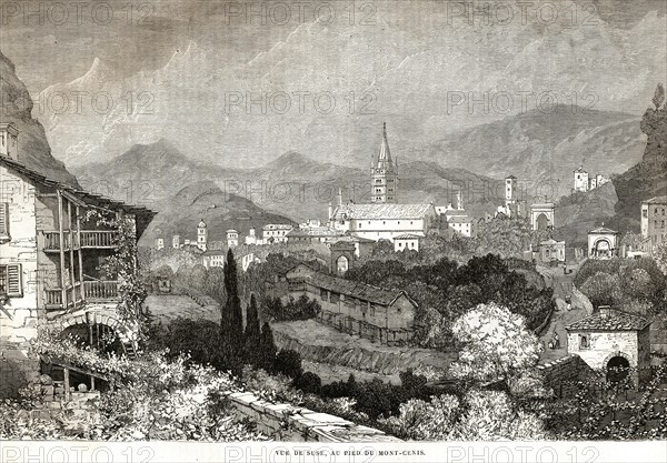 Vue de Suse, au pied du Mont-Cenis (1864).