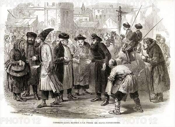 Commerçants russes à la foire de Nijni-Novogorod (1864).