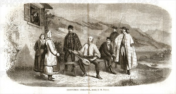 Traditional croatian outfits. Croatia (1864).