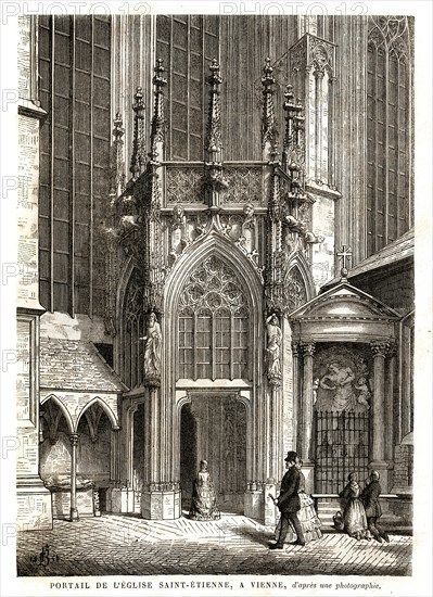 Autriche. Portail de l'église Saint-Etienne, à Vienne (1864).