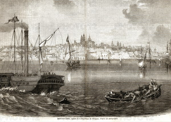 1864. A port at Montevideo, Uruguay.
