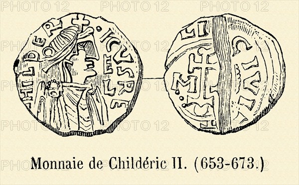 Monnaie de Childéric II (653-673).