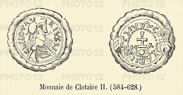 Monnaie de Clotaire II (584-628).