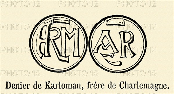 Coin of Carloman, brother of Charlemagne.