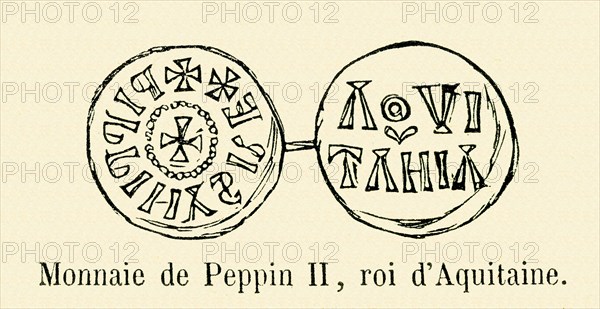 Monnaie de Pépin II, roi d'Aquitaine.