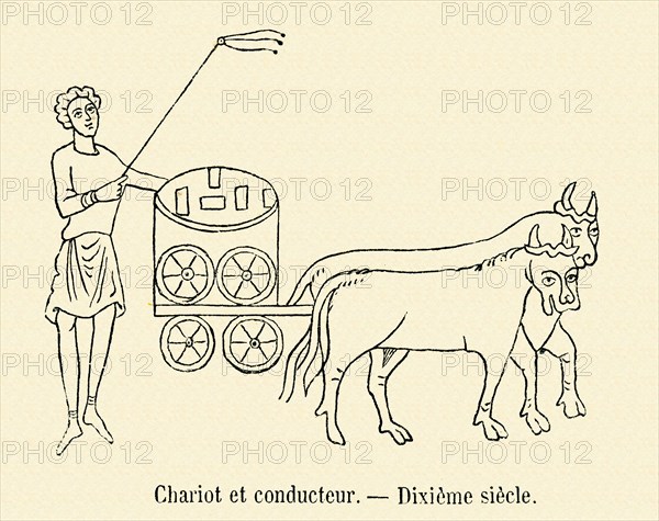 Chariot et conducteur.