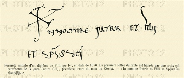 Signature at the bottom of a degree of Philip I, dating from 1076.