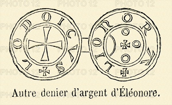 Denier d'argent d'Eléonore d'Aquitaine.