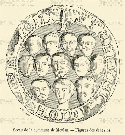 Seal of the commune of Meulan.