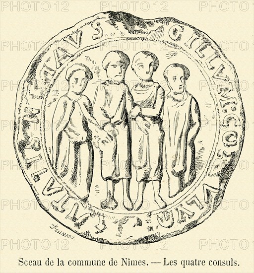 Sceau de la commune de Nîmes.