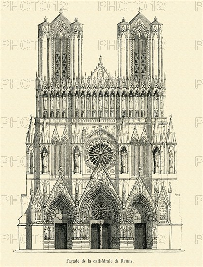 Front side of the Cathedral in Reims.