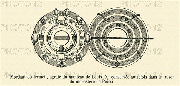 Mordant or "fermeil", clip from an overcoat belonging to Louis IX, housed formerly in the treasury of Poissy monastery.