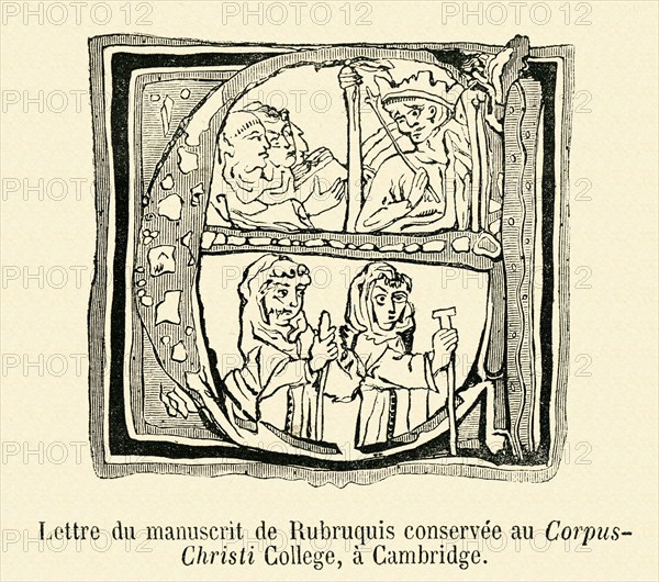 Lettre du manuscrit de Rubruquis, conservé au Corpus-Christi College, à Cambridge.