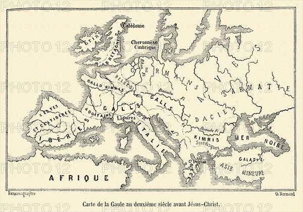 Carte de la Gaule au deuxième siècle avant Jésus-Christ.