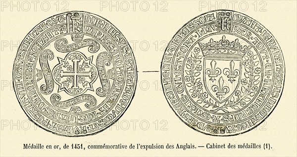 Médaille en or, de 1451, commémorative de l'expulsion des Anglais.