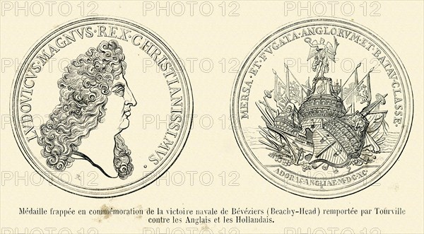 Médaille frappée en commémoration de la victoire navale de Bévéziers.