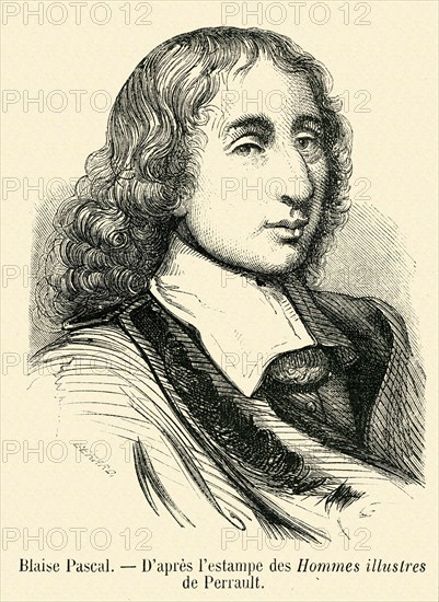 Blaise Pascal, d'après l'estampe des Hommes illustres de Perrault.
