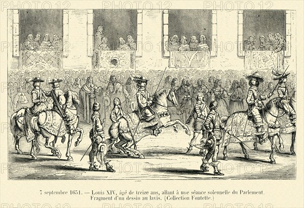 Louis XIV âgé de treize ans, allant à une séance solennelle du Parlement.