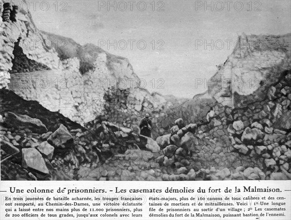 Le Chemin des Dames. Les casemates démolies du fort de la Malmaison.