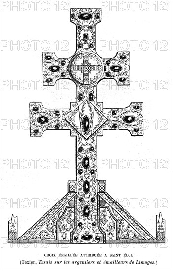 Enamelled cross attributed to Saint Eloi.