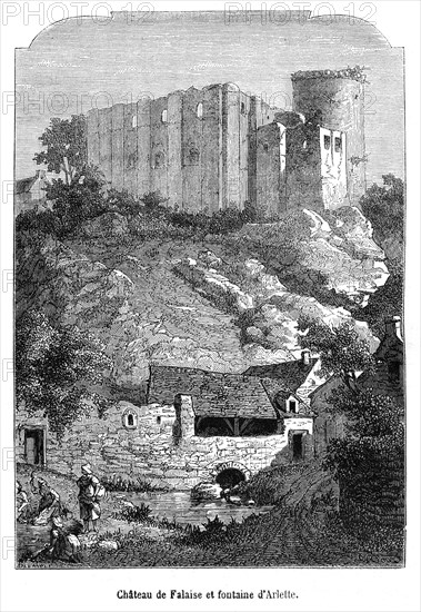 Le château de Falaise et la fontaine d'Arlette.