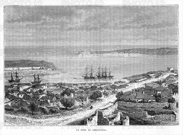 Le port de Sébastopol en 1880. Sébastopol (Sevastopol’ en Russe et Ukrainien; Aqyar en Tatar de Crimée) est une ville d'Ukraine, située dans le sud ouest de la péninsule de Crimée. Elle fut fondée par Catherine II, sur un site particulièrement favorable à l'implantation d'un port, puisque formé de huit baies en eau profonde, dont celle de Balaklava. Aujourd'hui, 328 600 habitants y habitent (2004).