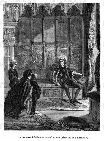 La duchesse d'Orléans et ses enfants demandant justice à Charles VI.