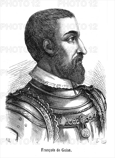 François de Guise. François Ier de Lorraine, (17 février 1519, Bar-le-Duc - 24 février 1563, Cernay, Saint-Pryvé-Saint-Mesmin ou Saint-Hilaire-Saint-Mesmin), 2e Duc de Guise (1520-1563), comte, puis duc d'Aumale et pair de France, Marquis de Mayenne, baron, puis prince de Joinville, grand chambellan et grand veneur.