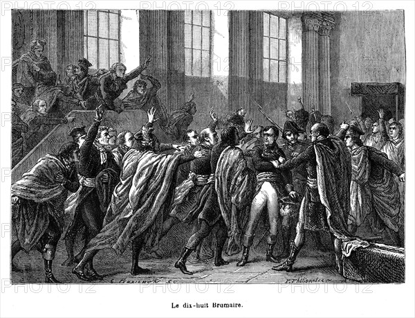 En France, le coup d'État du 18 brumaire (An VIII, 9 novembre 1799) de Napoléon Bonaparte marque la fin du Directoire et de la Révolution française, et le début du Consulat.