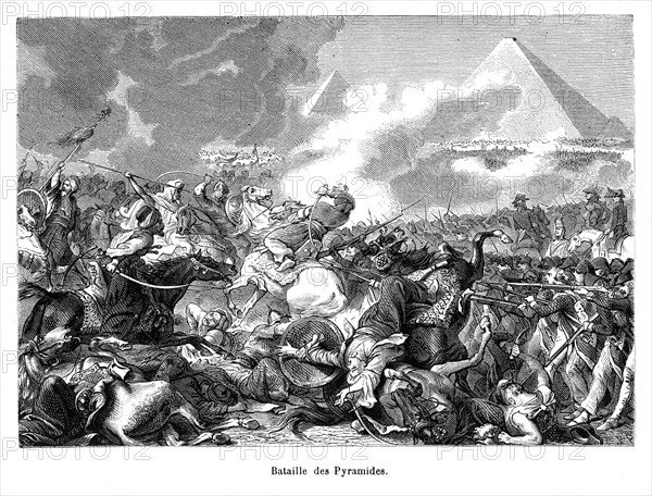 La bataille des pyramides a lieu le 3 thermidor An VI (21 juillet 1798) entre l'Armée française d'Orient commandée par Bonaparte et les forces Mamelouks commandées par Mourad Bey, lors de la Campagne d'Égypte.