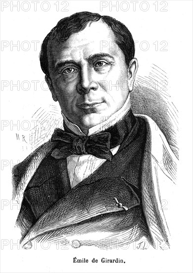 Émile de Girardin, né à Paris le 22 juin 1806 et mort à Paris le 27 avril 1881, est un journaliste, publiciste et homme politique français. Théoricien du double marché, il est le fondateur de La Presse, quotidien parisien (1836), il réduit de moitié le prix de l'abonnement pour multiplier les souscripteurs et, par voie de conséquence, augmenter le nombre d'insertions publicitaires. L'autre grande innovation à mettre à son crédit fut la parution par La Presse des premiers romans-feuilletons (dont il partage l'invention avec Armand Dutacq, directeur du Siècle).