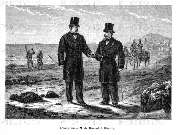 L'empereur Napoléon III et Otto von Bismark à Biarritz.