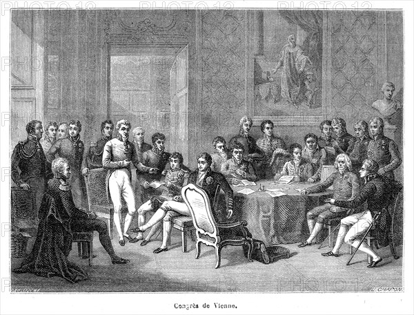 Le Congrès de Vienne est une conférence des représentants diplomatiques des grandes puissances européennes qui eut lieu à Vienne du 1er octobre 1814 au 9 juin 1815. Les pays vainqueurs de Napoléon adoptent le principe de rendre aux pays leurs frontières d'avant la Révolution française de 1789 sauf aménagements. Il fait suite au traité de Paris du 30 mai 1814. Le traité de Vienne permet également la discussion sur d'autres points comme la libre circulation navale, l'abolition de la Traite des noirs (et non pas de l'esclavage), qui persiste cependant, et la mise en avant de la neutralité de la Suisse.