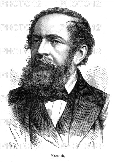 Lajos Kossuth (19 septembre 1802, à Monok dans le Comitat de Zemplén, en Hongrie - 20 mars 1894, à Turin, en Italie), patriote et homme politique hongrois.