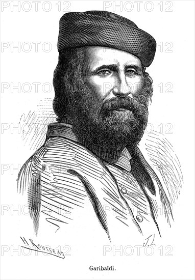 Giuseppe Garibaldi, né à Nice, le 4 juillet 1807 et mort à Caprera (royaume d'Italie), le 2 juin 1882, est un général et un homme politique italien. Il est considéré comme un personnage fondamental du risorgimento italien pour avoir personnellement conduit et combattu dans un grand nombre de campagnes militaires qui ont permis la constitution de l'Italie unifiée. Il est surnommé le Héros des Deux Mondes en raison des entreprises militaires qu'il a réalisées aussi bien en Amérique du Sud qu'en Europe.