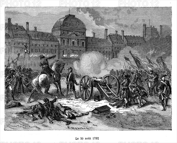 Révolution française. Au cours de la journée du 10 août 1792, la foule assiège, avec le soutien du nouveau gouvernement municipal de Paris qui sera connu sous le nom de commune insurrectionnelle de Paris, le Palais des Tuileries. Le roi Louis XVI et la famille royale demandent le soutien de l'Assemblée législative. Cet évènement marque la fin effective de la monarchie française (qui sera restaurée en 1814). La fin officielle de la monarchie se fera six semaines plus tard (le 21 septembre 1792).