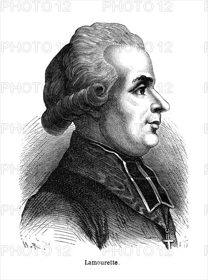 Antoine Adrien Lamourette. Homme politique français (Frévent, Pas-de-Calais, 1742-Paris 1794). Évêque constitutionnel de Rhône-et-Loire (février 1791), puis député à la Législative, il demanda à la tribune l'union de tous devant l'invasion et amena les députés à se donner l'accolade (scène du baiser Lamourette, 7 juillet 1792). Il fut exécuté sous la Terreur.