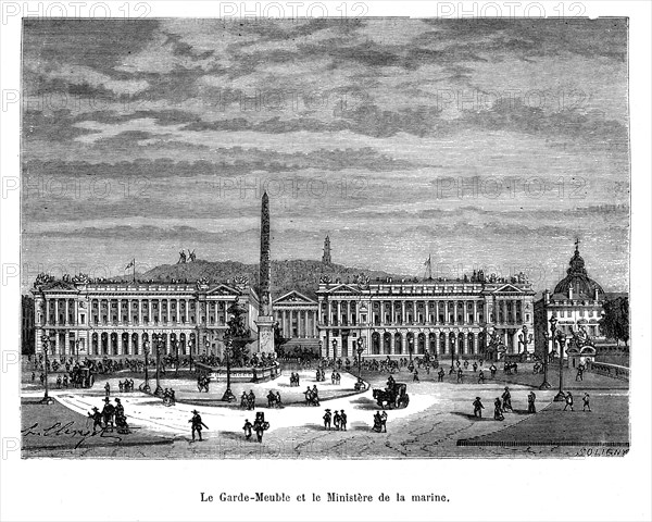 Le garde-meuble et le ministère de la marine. Place de la Concorde.