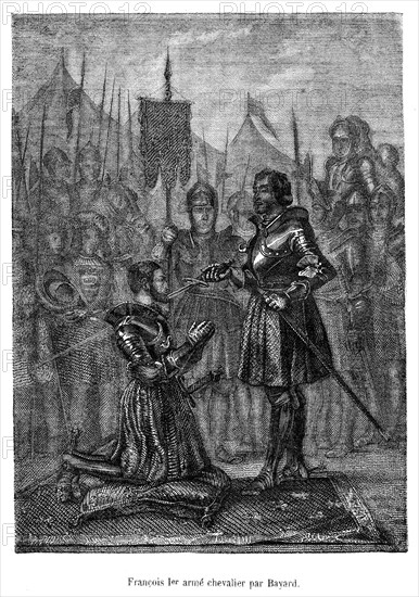 François 1er armé chevalier par Bayard.