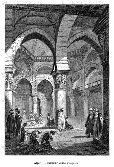 Alger. Intérieur d'une mosquée.